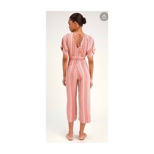 Pink and yellow striped romper